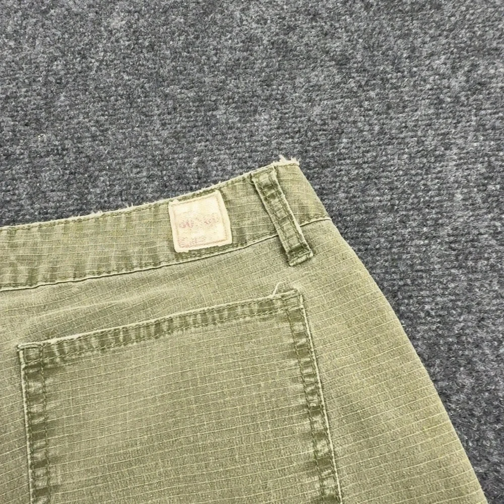 Vintage Bongo Pants Womens 7 Green Cotton Ripstop Elastic Hem Y2K Gorpcore Style